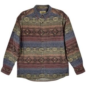 Vintage Cabela's Chamois Button‎ Up Shirt Size L Western Cowboy Distressed Movie